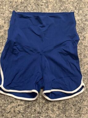 aerie Royal Blue High-Waist Bike Shorts with White Trim